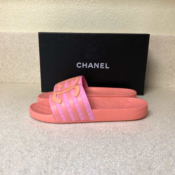 CHANEL CC Slide Sandal Mule Orange/Pink Sz 41 - Picture 3 of 8